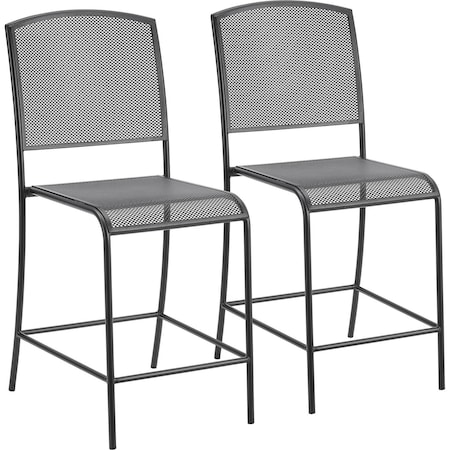 Global Industrial Interion Outdoor Counter Height Stool, Steel Mesh, Black, 2PK 262094